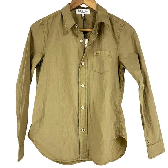 Alex Mill NWT Bobby Button Up Paper Poplin Shirt Vintage Khaki Size S Pocket - Picture 1 of 9